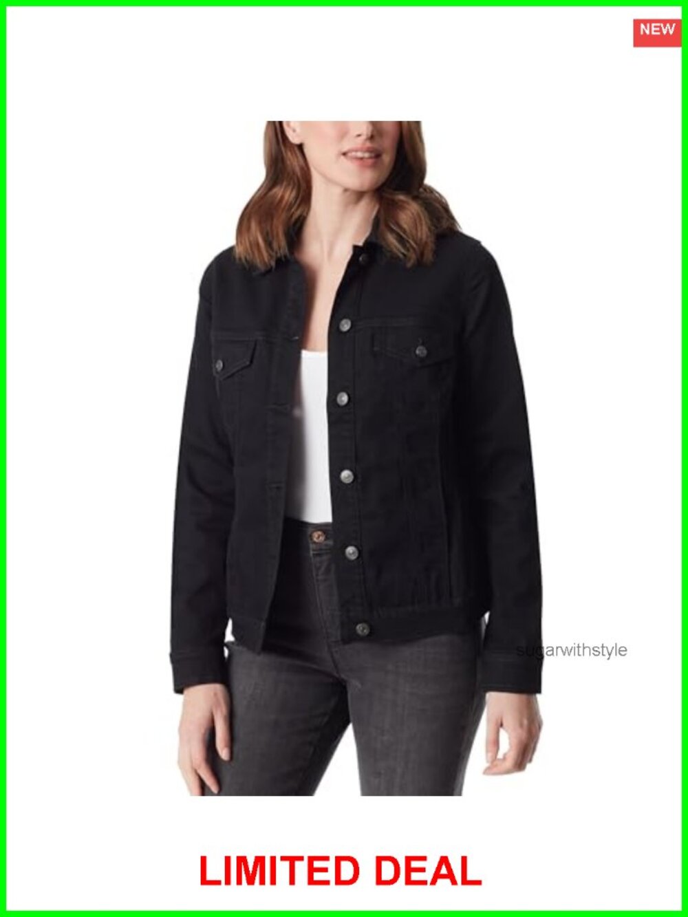 Classic Denim Jean Jacket Button Down Collar 4 Pockets Regular Fit